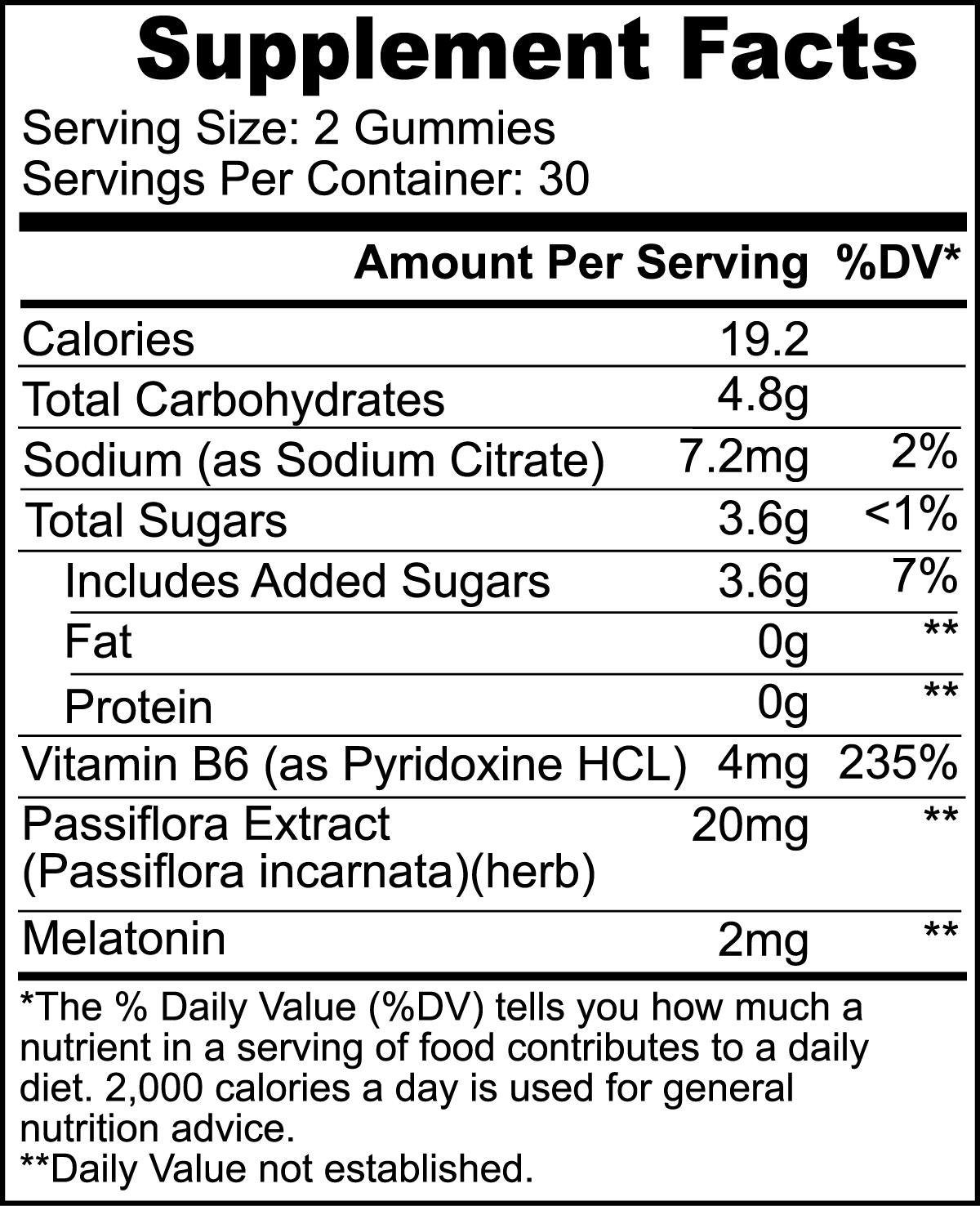 Supplement facts show casing the servings. To Encourages a healthy sleep cycle for better rest.