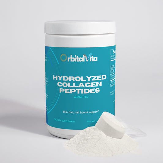 Hydrolyzed Collagen Peptide Powder – Scoop of Collagen Beside Bottle